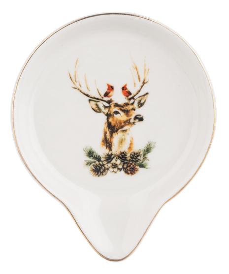 Winter Stag with Cardinal Spoon Rest