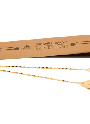Bar Spoon Set of 2 – Spiral Handle, Gold