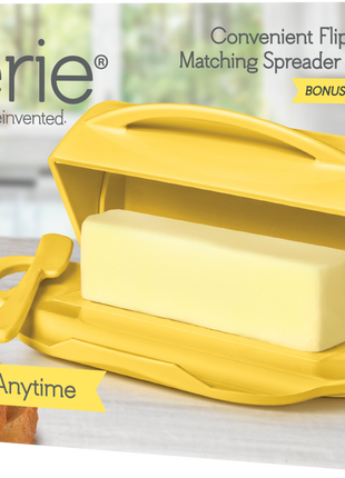 Countertop Flip-Top Butter Dish w/ Butter Knife - Yellow