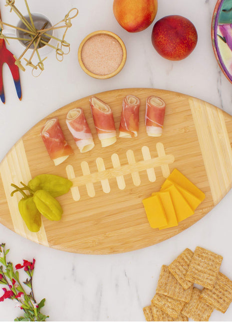 Football Shaped Bamboo Charcuterie Board U/a