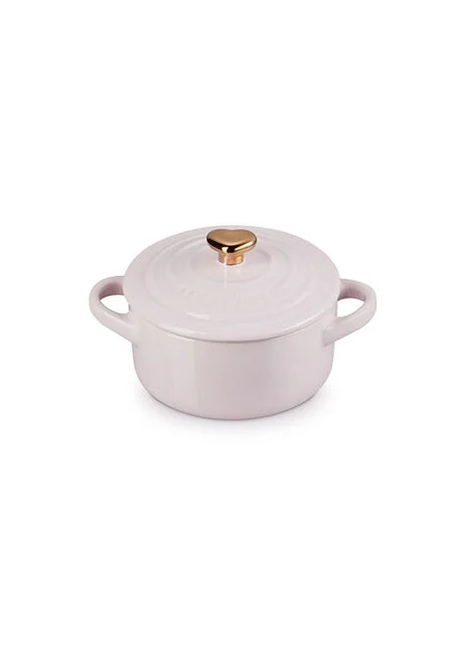 Mini Round Cocotte w/ Gold Heart Knob 8 Oz