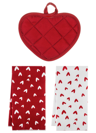 Heart Towel & Pot Holder Set