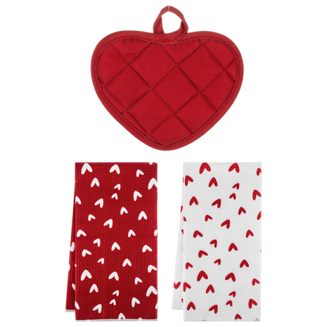 Heart Towel & Pot Holder Set