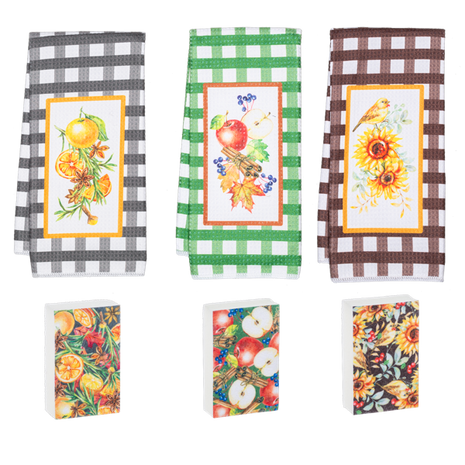 Cinnamon Spice Tea Towel & Sponge Set