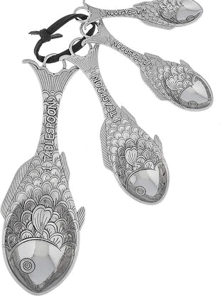 Measuring Spoons Metal 4 Pc Fish