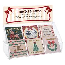 Ribbons and Bows Individual Coaster - Ceramic Christmas themed coaster