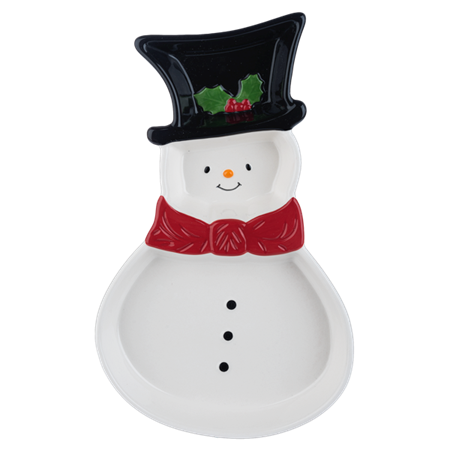 Snowman Platter/Dish - 3 compartments