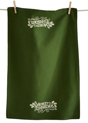 Green Merry Christmas Dishtowel