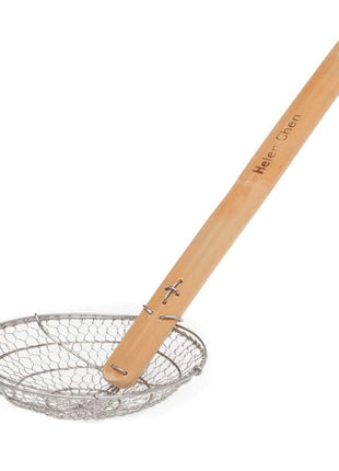 SS Spider Strainer Bamboo Handle 5 in
