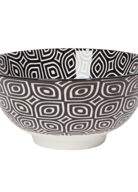Now Designs Stamped Bowl Medium 6in Black White Geo