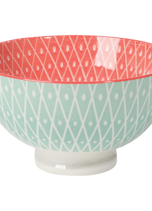 Now Designs Stamped Bowl Small 4in Blue Geo / Pink