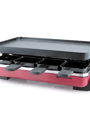 Swissmar 8 Person Classic Raclette Grill Aluminum Nonstick Top Red