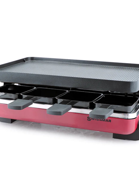 Swissmar 8 Person Classic Raclette Grill Aluminum Nonstick Top Red