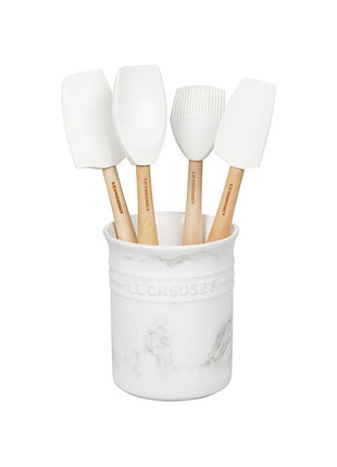 White Marble Utensil Crock Set/5