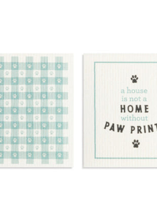 Swedish Dish Cloth Home Paw Prints Single
