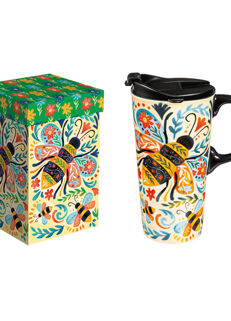 Ceramic Perfect Travel Cup Floral Bee