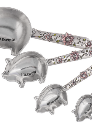 Measuring Spoons Metal 4 Pc Pig
