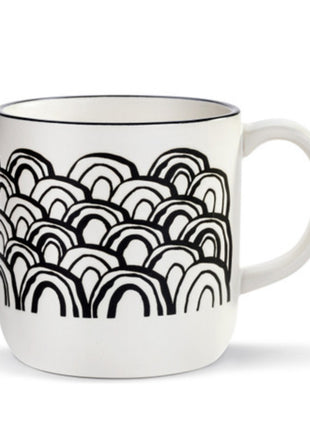 Stoneware Mug Black And White Rainbow