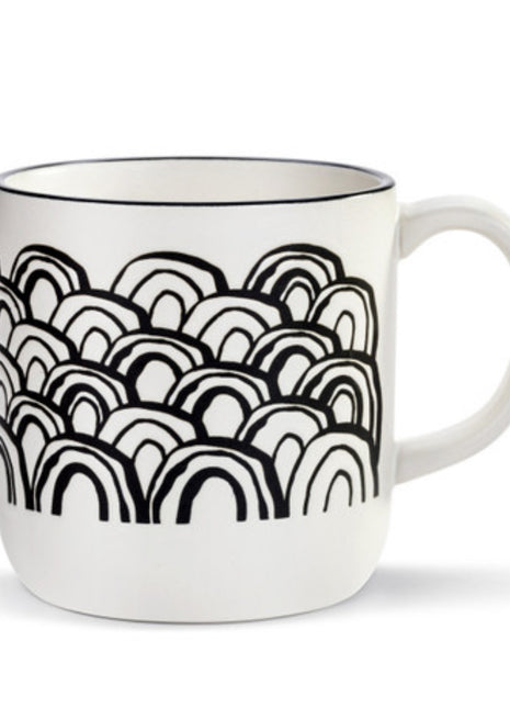Stoneware Mug Black And White Rainbow
