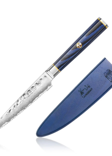 Kita  Serrated Utility, Knife w/ Sheath, 5in
