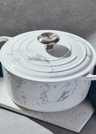 White Marble Signature Round Dutch Oven 4.5 Qt