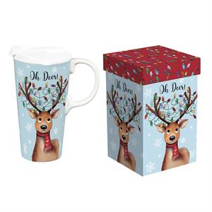 Ceramic Travel Cup Reindeer