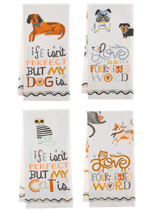 Dog/Cat Tea Towel w/woven message