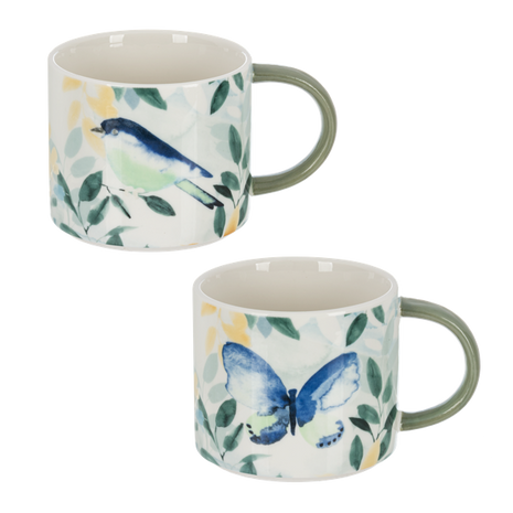 Stackable Butterfly & Bird Mugs (2 pc. set)