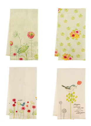 Embroidered Garden Tea Towel