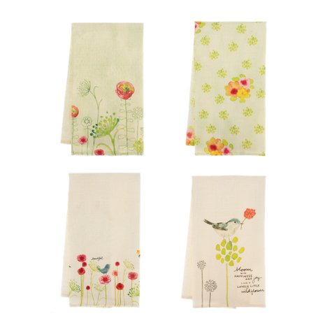 Embroidered Garden Tea Towel
