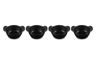 Mini Round Cocotte Base 1/3 Qt Matte Black Set of 4