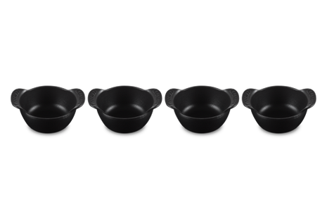 Mini Round Cocotte Base 1/3 Qt Matte Black Set of 4