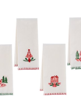 Embroidered Holiday Icon Tea Towel