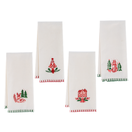 Embroidered Holiday Icon Tea Towel