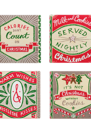 Retro Holiday Message Coaster Set (4 pc. set)