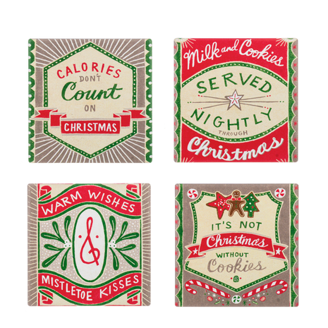 Retro Holiday Message Coaster Set (4 pc. set)