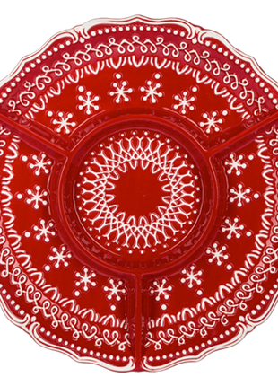 Red Snowflake Divided Dish