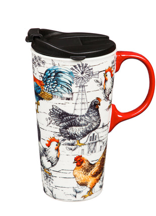 Ceramic Travel Cup Chicken Collage 17oz