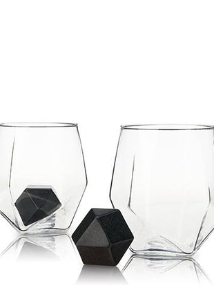 Faceted Tumbler and Chilling Stone Set
