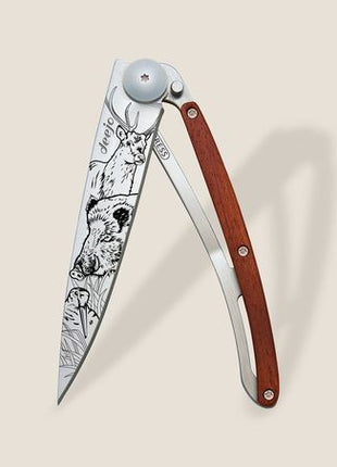 37g, Knife Hunting Scene Coral Wood, Grey