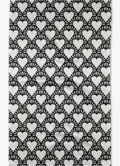 Geometry Tea Towel Heartthrob Onyx