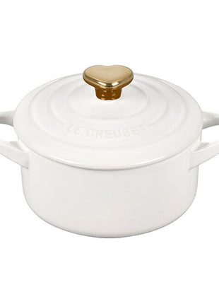 Mini Round Cocotte w/ Gold Heart Knob 8 Oz
