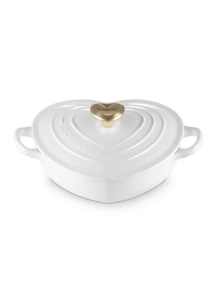 Shallow Heart Dish 1.25 Qt Novelty Light Gold Heart Knob