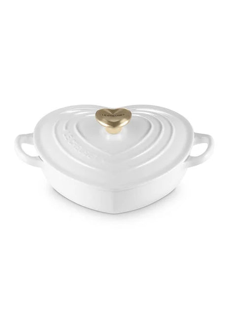 Shallow Heart Dish 1.25 Qt Novelty Light Gold Heart Knob