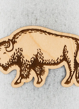 Wood Magnet Bison