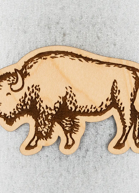 Wood Magnet Bison