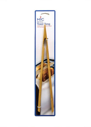HIC Kitchen Toast Tongs, Bamboo, 12in