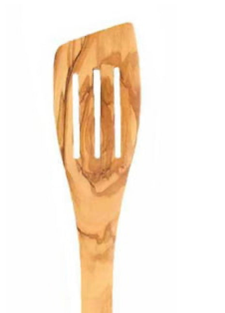 ItalIAn Olivewood Slotted Curved Spatula 13in