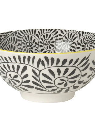 Now Designs Stamped Bowl Medium 6in Black Vines
