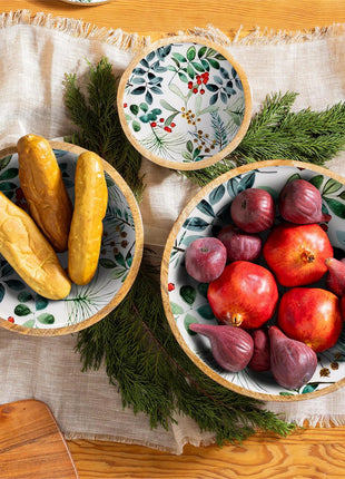 VivaStyle Bowl Wood Bowl Festive Foliage Small